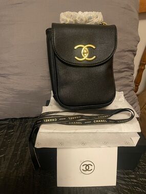 VIP/GWP Black Big boy CC Flap Crossbody Bag with Gold Hardware